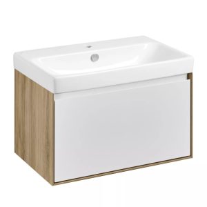 Тумба подвесная Aquaton Либерти 70,5 с раковиной Адриана Дуб Эльвезия / Белый глянцевый 1A2798K0LYC70 Тумба подвесная Aquaton Либерти 70,5 с раковиной Адриана Дуб Эльвезия / Белый глянцевый 1A2798K0LYC70