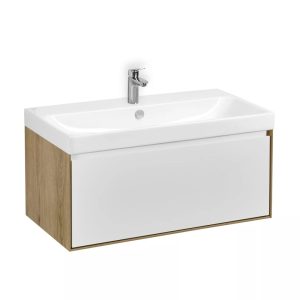 Тумба подвесная Aquaton Либерти 90 с раковиной Адриана Дуб Эльвезия / Белый глянцевый 1A2799K0LYC70 Тумба подвесная Aquaton Либерти 90 с раковиной Адриана Дуб Эльвезия / Белый глянцевый 1A2799K0LYC70