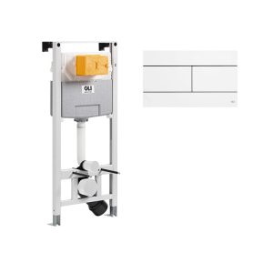 Инсталляция Oli Eco mechanic для скрытого монтажа унитаза с кнопкой Slim Белый 879236mSL01