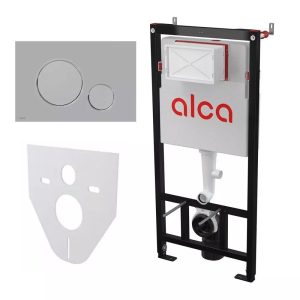 Инсталляция Alcadrain Sadromodul для скрытого монтажа унитаза с клавишей смыва Хром глянцевый AM101/1120-4:1 M671-VE-01