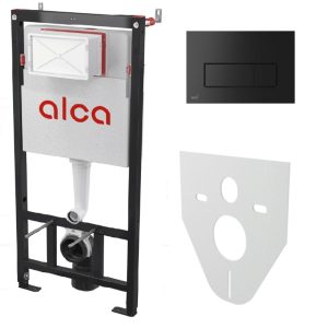 Инсталляция Alcadrain Sadromodul для скрытого монтажа унитаза с клавишей смыва Черный матовый AM101/1120-4:1 RU M578-0001