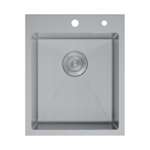 Мойка кухонная D&K 41х50 выпуск с переливом, корзина, дозатор Сатин DKS415004