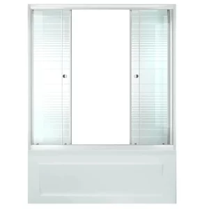 Шторка для ванны Triton Аква 150см с узором Полосы, Белый / Матовое