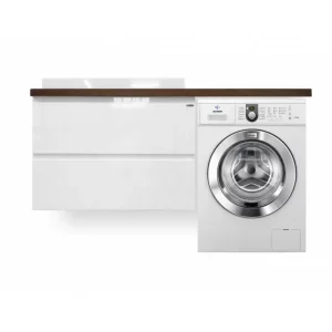 Тумба подвесная Эстет Malibu Luxe под стиральную машину 90 с раковиной Белый / Венге ФР-00007116 Тумба подвесная Эстет Malibu Luxe под стиральную машину 90 с раковиной Белый / Венге ФР-00007116