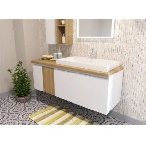 Тумба подвесная Эстет Malibu 140 с раковиной Белый / Сосна ФР-00007127 Тумба подвесная Эстет Malibu 140 с раковиной Белый / Сосна ФР-00007127