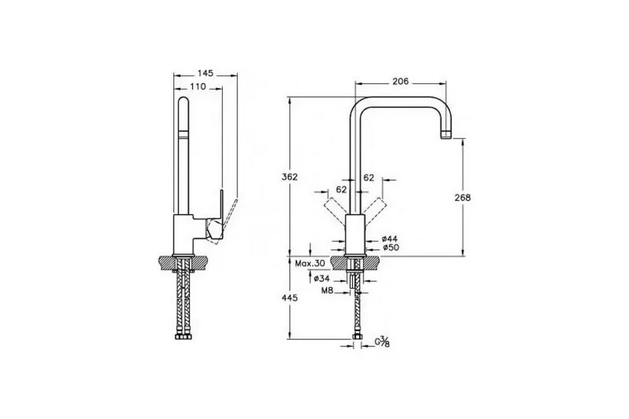 Смеситель для кухни Vitra Flo S A42103EXP Смеситель для кухни Vitra Flo S A42103EXP — изображение 2