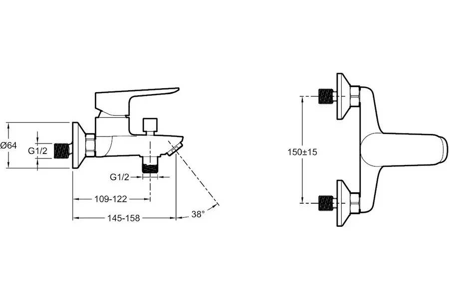Смеситель для ванны Jacob Delafon Oscar E29844-CP Смеситель для ванны Jacob Delafon Oscar E29844-CP — изображение 2