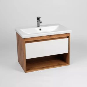 Тумба подвесная Viant Бостон 60 с раковиной Como Белый / Дуб Вотан VBOS60CO-T1YP